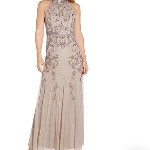 Adrianna papell sequin mother of the bride evening long gown halter new size 6